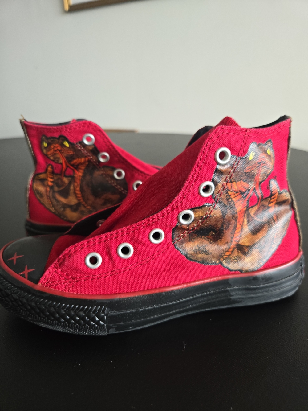 Converse Chuck Taylor High Top Red Custom Snake Sample Youth 13